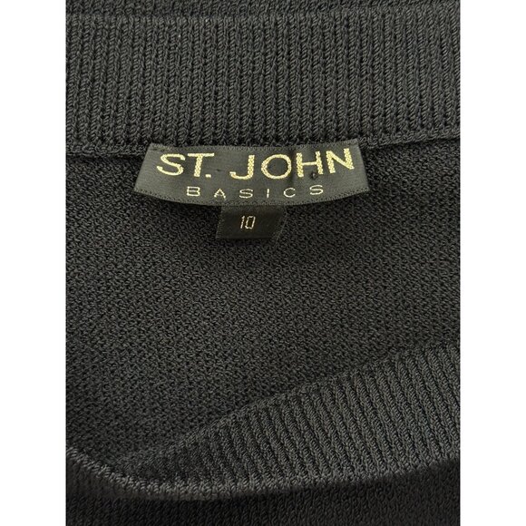 St. John Basics Black Maxi Skirt Knit Pull-On Side-Slit Womens Size 10 - Picture 3 of 6